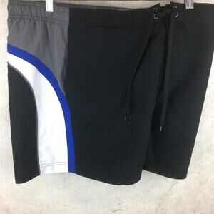 George Swimming Trunks Black Grey White Blue Lined Shorts  Men's Size L
